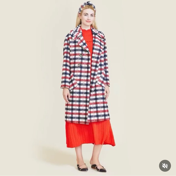 Lela Rose Jackets & Blazers - NWT Pearl by Lela Rose x Lele Sadoughi Red/Blue Plaid Peacoat